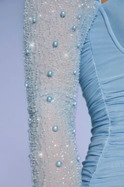 Embellished Long Sleeve Mini Dress In Blue -Women Clothes Shop 5318 6 St Germain Blue Embelished Sleeve Ruched Bodycon Minidress 46c16c88 dced 4e4c a0bd ee4a1fd17057