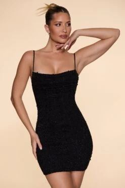 Embellished Cowl Neck Mini Dress In Black -Women Clothes Shop 5322 4 Seychelles Black Scoop Neck Mini Dress