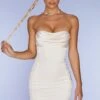 Strapless Satin Mini Dress In Ivory -Women Clothes Shop 5324 7 Cote D azur Ivory Cowl Ruched Satin Mini Dress