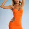 Embellished Strap Cut Out Mini Dress In Orange -Women Clothes Shop 5391 11 Orange Cut Out Embellished Straps Mini Dresscopy2