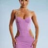 Embellished Strap Cut Out Mini Dress In Purple -Women Clothes Shop 5391 1 Purple Cut Out Embellished Strap Mini Dress