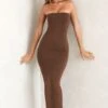 Bandeau Maxi Dress In Brown -Women Clothes Shop 5467 2 Brown Tube Maxi Dress