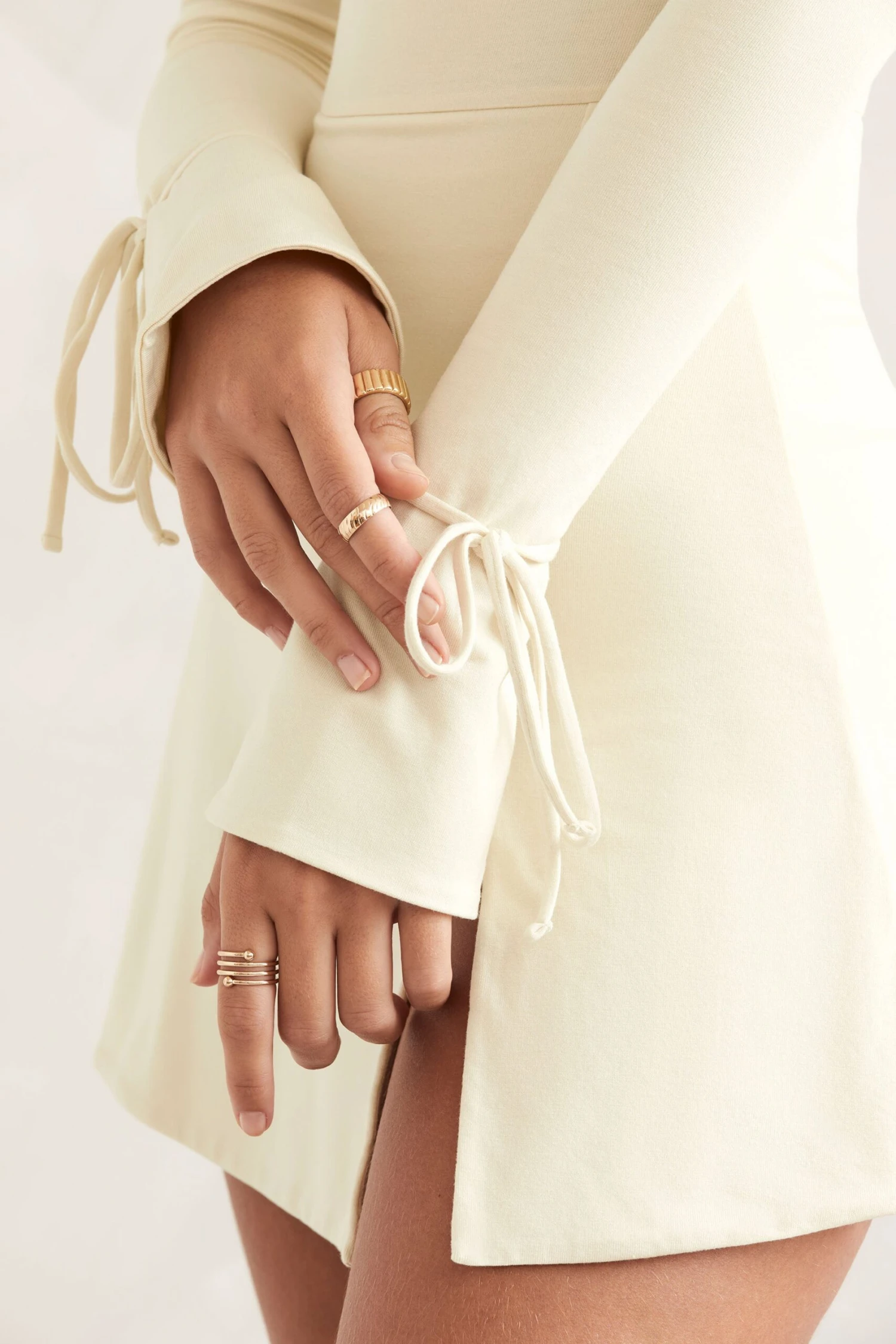 Square Neck Long Sleeve Mini Dress In Ivory 7 Square Neck Long Sleeve Mini Dress In Ivory - Image 5