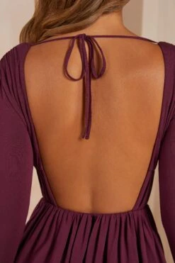 A-Line Plunge Neck Long Sleeve Mini Dress In Plum -Women Clothes Shop 5498 6 Lara Plum A Linie Plunge Mini Dress 48e23309 dc1b 4b58 85cd 42817e1e37f0