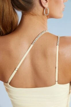 Asymmetric Draped Cut Out Mini Dress In Ivory -Women Clothes Shop 5502 8 Lykke Ivory Asymmetric Draped Cut Out Mini Dress