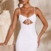 Ruched Bust Cut Out Mini Dress In White -Women Clothes Shop 5505 1 Hayat White Tie Front Cut Out Mini Dress