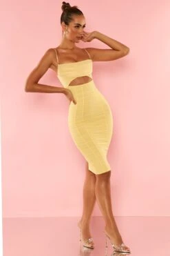 Embellished Strap Cut Out Midi Dress In Yellow -Women Clothes Shop 5584 5 Corsica Yellow Embellished Strap Under Bust Cut Out Midi Dresscopy2