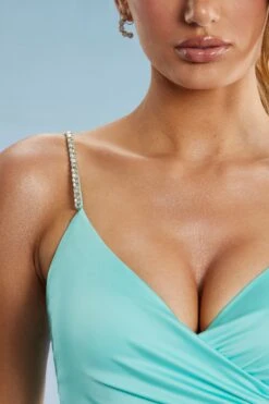 Wrap Midi Dress In Aqua -Women Clothes Shop 5586 5 Farrah Aqua Wrap Midaxi Dress