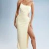 Asymmetric Cut Out Midaxi Dress In Ivory -Women Clothes Shop 5587 3 Behati Ivory Cut Out One Shoulder Maxi Dress