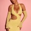 Embellished Cold Shoulder Cut Out Mini Dress In Yellow 1 Embellished Cold Shoulder Cut Out Mini Dress In Yellow -Women Clothes Shop 5593 9 Marseilles Yellow Cut Out Cold Shoulder Mini Dress