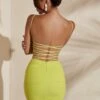 Ruched Backless Mini Dress In Lime -Women Clothes Shop 5598 1 Lime Ruched Backless Mini Dress