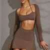 Long Sleeve Cut Out Mini Dress In Taupe -Women Clothes Shop 5616 6 Charcoal Cut Out Mini With Long Sleeves