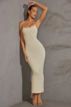 Scoop Neck Maxi Dress In Ivory -Women Clothes Shop 5659 4 Ivory Scoop Maxi