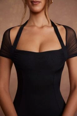 Cap Sleeve Flare Midaxi Dress In Black -Women Clothes Shop 5661 7 Milita Black Flare Midaxi Dress