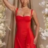 Draped A-Line Mini Dress In Red 1 Draped A-Line Mini Dress In Red -Women Clothes Shop 5685 3 Rafeala Draped Halter Neck Mini Dress