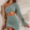 One Shoulder Flare Sleeve Mini Dress In Blue 1 One Shoulder Flare Sleeve Mini Dress In Blue -Women Clothes Shop 5714 3 Ali Blue One Shoulder Flare Sleeve Mini Dress