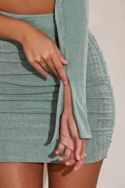 One Shoulder Flare Sleeve Mini Dress In Blue -Women Clothes Shop 5714 5 Ali Blue One Shoulder Flare Sleeve Mini Dress