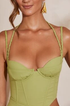 Double Cup Corset Mini Dress In Green -Women Clothes Shop 5718 5 Nesrine Green Double Cup Corset Mini Dress