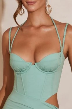 Double Cup Corset Mini Dress In Teal -Women Clothes Shop 5718 6 Nesrine Blue Double Cup Corset Mini Dress 1