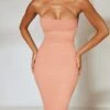 Low Back Ruched Midi Dress In Blush -Women Clothes Shop 5726 4 Legacy Blush Back strap Detail Ruched Midi Dresscopy2