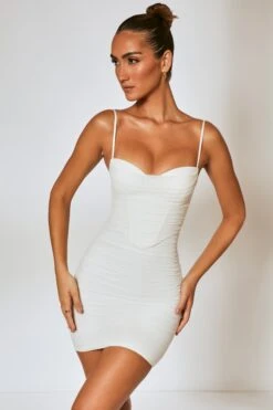Ruched Corset Mini Dress In Ivory 12 Ruched Corset Mini Dress In Ivory -Women Clothes Shop 5729 1 Ivory Corset Mini Dress