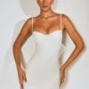Ruched Corset Mini Dress In Ivory -Women Clothes Shop 5729 4 Ivory Corset Mini Dress