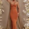 Strapless Thigh High Split Maxi Dress In Tan -Women Clothes Shop 5814 6 Dulcinea Tan Strapless Ruched Maxi Dress