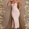 Strapless Thigh High Split Maxi Dress In Blush 1 Strapless Thigh High Split Maxi Dress In Blush -Women Clothes Shop 5814 7 Dulcinea Blush Strapless Ruched Maxi Dress