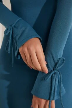 High Neck A-Line Mini Dress In Teal -Women Clothes Shop 5828 9 Teal High Neck A Line Mini Dress