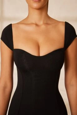 Sweetheart Neckline Maxi Dress In Black -Women Clothes Shop 5849 3 Dolcezza Black Sweetheart Maxi Dress