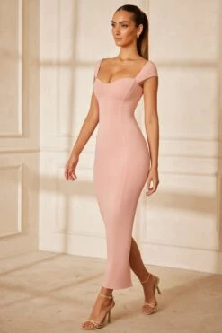 Sweetheart Neckline Maxi Dress In In Pink -Women Clothes Shop 5849 5 Dolcezza Pink Sweetheart Maxi