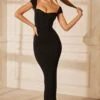 Sweetheart Neckline Maxi Dress In Black -Women Clothes Shop 5849 6 Dolcezza Black Sweetheart Maxi Dress