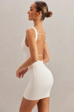 Open Back Mini Dress In Ivory -Women Clothes Shop 5866 10 Tahnee Ivory Off The Shoulder Mini Dress