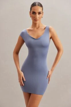 Open Back Mini Dress In Blue -Women Clothes Shop 5866 1 Tahnee Blue Off The Shoulder Mini Dress