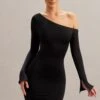 Off The Shoulder Mini Dress In Black -Women Clothes Shop 5867 6 Lilardia Black Open Back Mini Dress