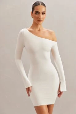 Off The Shoulder Mini Dress In Ivory -Women Clothes Shop 5867 6 Lilardia Ivory Open Back Mini Dress