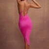High Neck Backless Midaxi Dress In Pink -Women Clothes Shop 5887 7 Pink Backless Midaxi Dress
