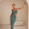 Cut Out Maxi Dress In Teal -Women Clothes Shop 5891 8 Leueua Teal Cut Out Maxi Dress