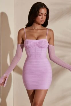 Off The Shoulder Mini Dress In Pink -Women Clothes Shop 5934 1 Honor Pink Off The Shoulder Mini Dress