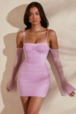 Off The Shoulder Mini Dress In Pink