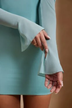 Cold Shoulder Mini Dress In Teal -Women Clothes Shop 5935 8 Clementine Teal Strap Detail Mini Dress