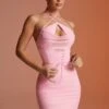 Halter Neck Corset Mini Dress In Pink