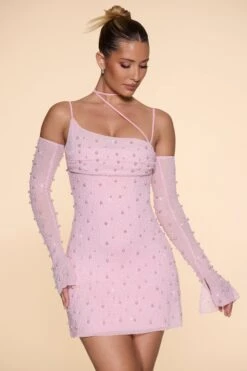 Embellished Asymmetric Corset Mini Dress In Blush 15 Embellished Asymmetric Corset Mini Dress In Blush -Women Clothes Shop 6129 1 Blush Asymmetric Cowl Neck Dres