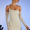 Embellished Asymmetric Corset Mini Dress In Ivory -Women Clothes Shop 6129 3 Soho Ivory Asymmetric Cowl Neck Corset A Line Mini With Ots Sleeve