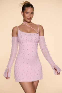 Embellished Asymmetric Corset Mini Dress In Blush 17 Embellished Asymmetric Corset Mini Dress In Blush -Women Clothes Shop 6129 4 Blush Asymmetric Cowl Neck Dress