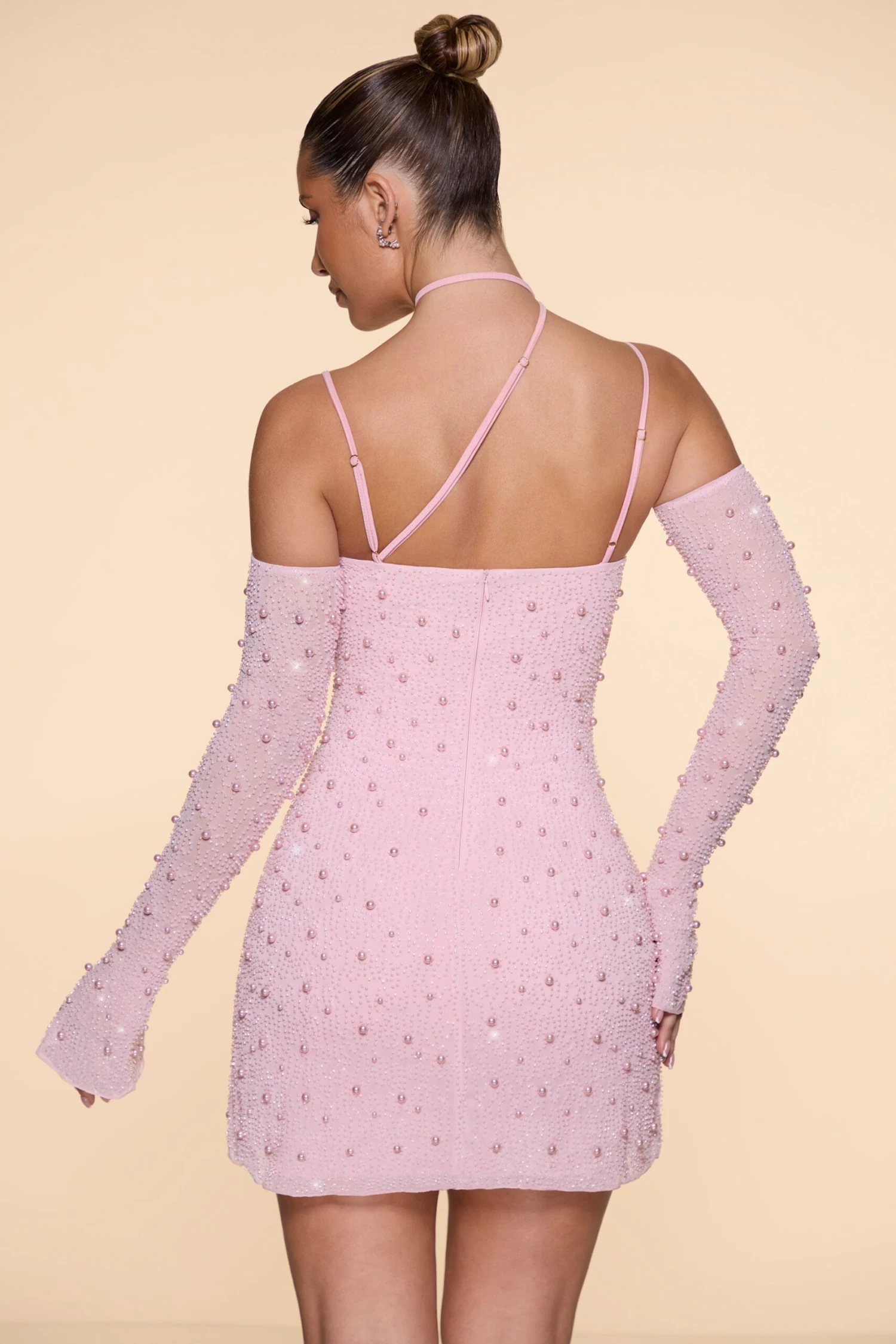 Embellished Asymmetric Corset Mini Dress In Blush 4 Embellished Asymmetric Corset Mini Dress In Blush - Image 2