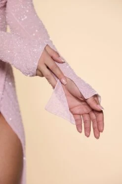 Embellished Cowl Neck Maxi Dress In Blush 13 Embellished Cowl Neck Maxi Dress In Blush -Women Clothes Shop 6139 8 Champel Blush Long Sleeve Cowl Neck Cut Out High Split Maxi