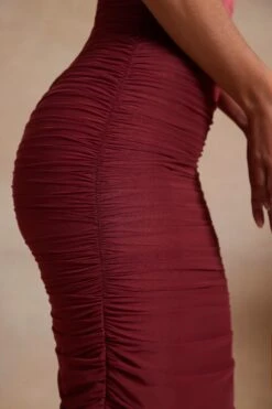 Off The Shoulder Ruched Corset Maxi Dress In Red -Women Clothes Shop 6188 7 Red Ots Corset Maxi Dress