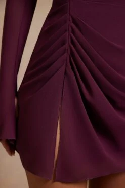 Off The Shoulder Corset Mini Dress In Plum -Women Clothes Shop 6191 8 Karolina Plum OTS Draped Corset Mini