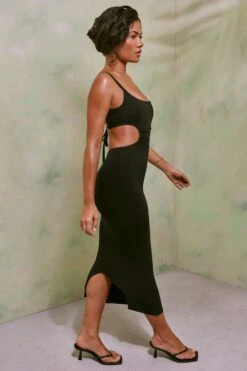 Ruched Cut Out Midi Dress In Black -Women Clothes Shop 6203 4 Demetria Black Cut Out Maxi Dress 9e650655 2335 4eea 97ee e533e16f90da